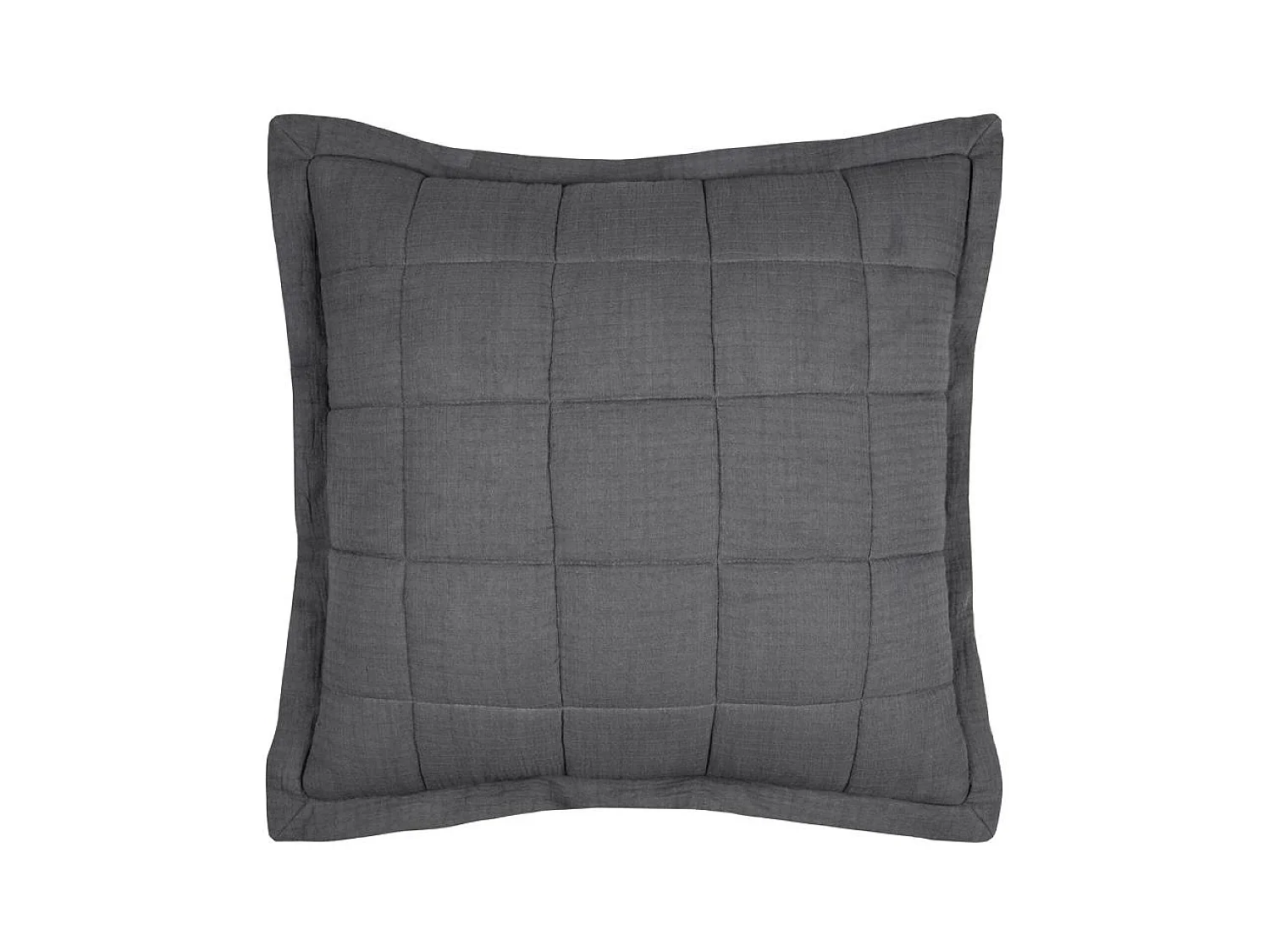 Coussin carré uni en gaze de coton surpiquée