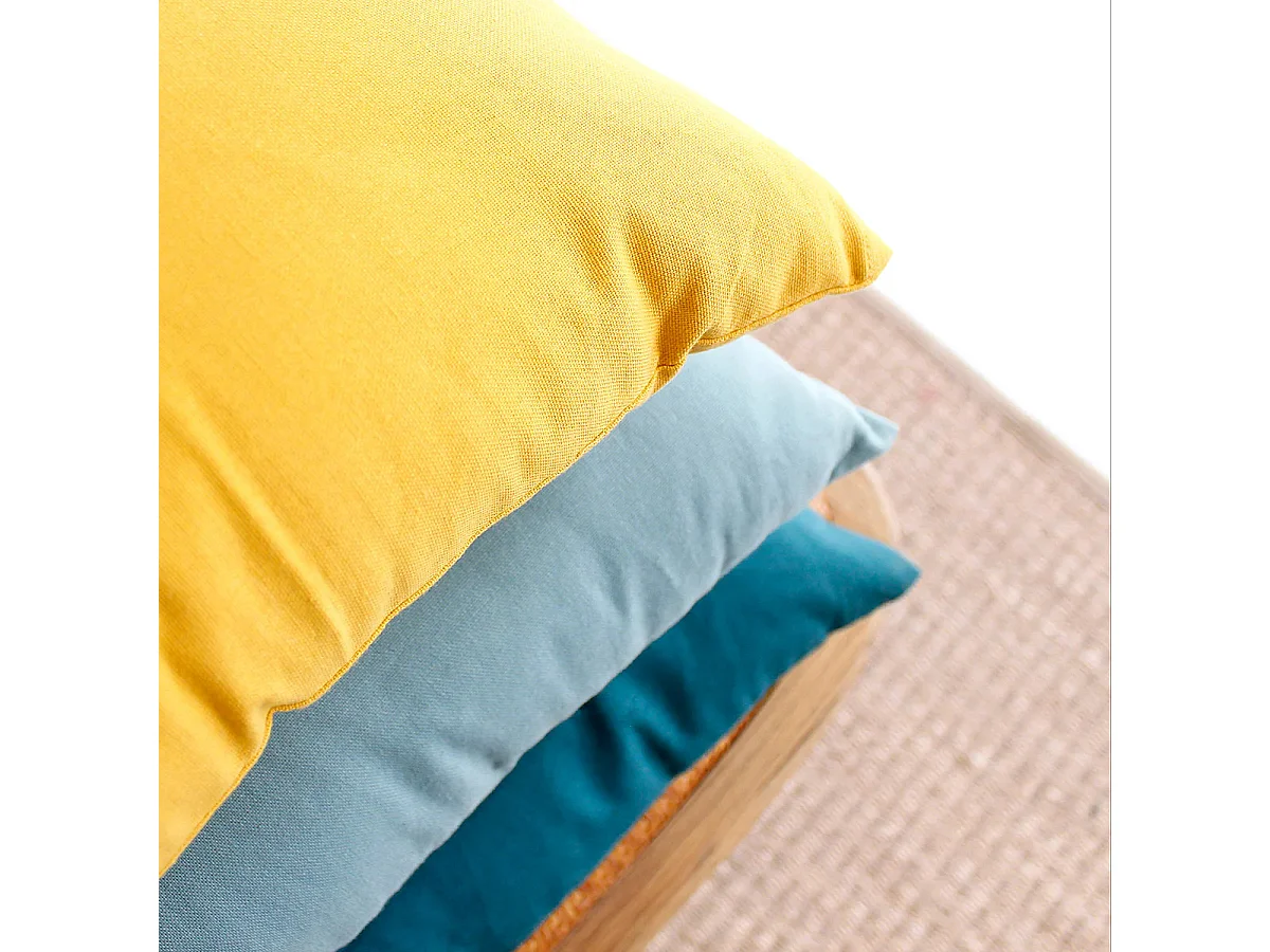 Coussin Déco Uni Déhoussable "Panama" 40x40cm Bleu Canard