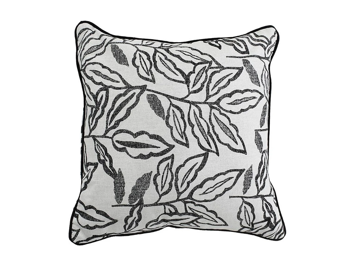 Coussin Déco à Motifs "Lodge" 40x40cm Écru & Noir