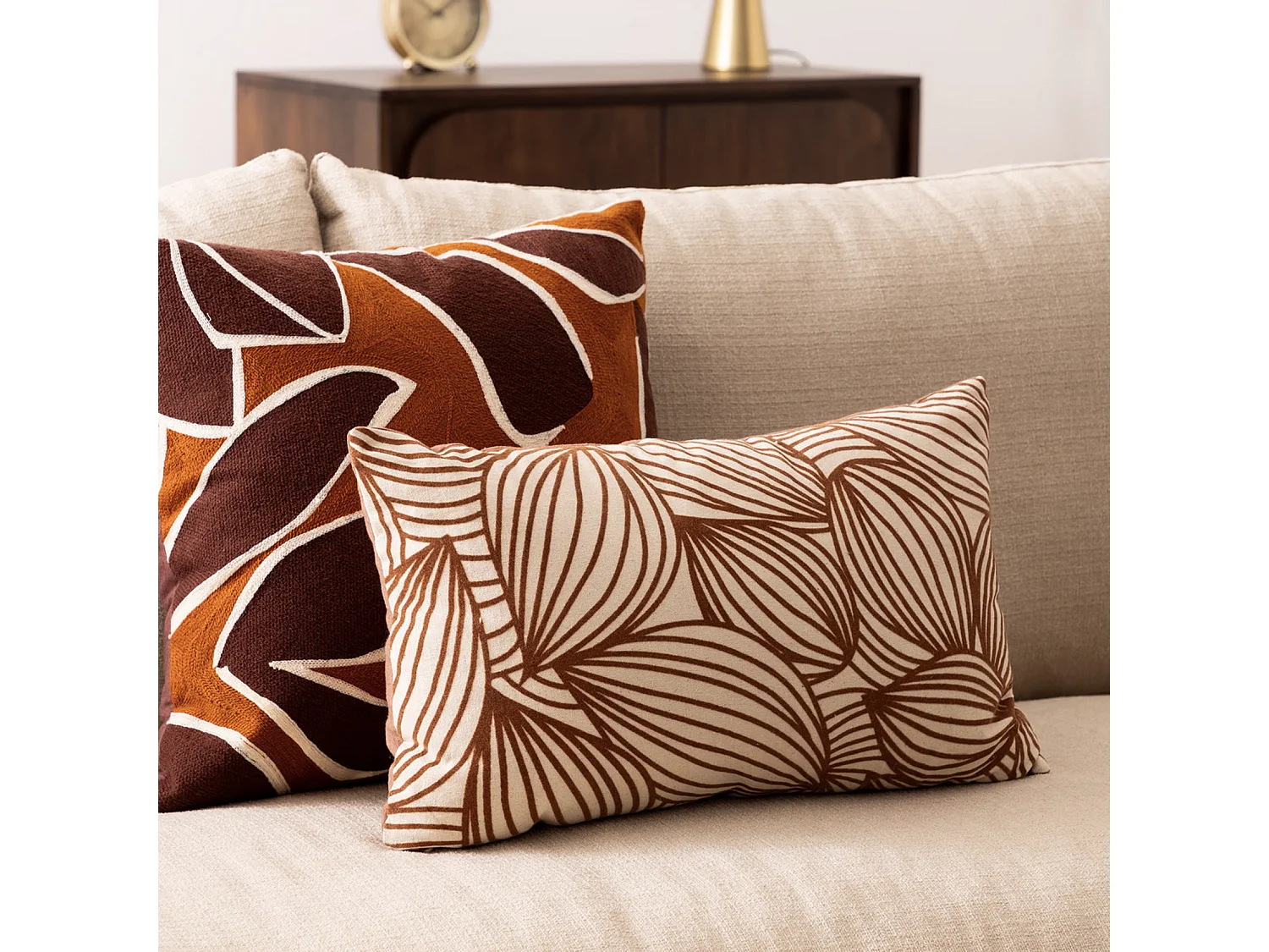 Coussin Déco Floqué "Automne" 30x50cm Rouille