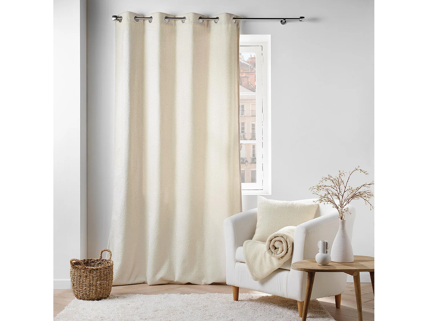 Coussin Déco Bouclette "Wooly" 45x45cm Naturel