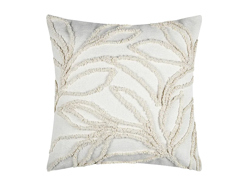 Cojín cuadrado con efecto de material bordado con hojas