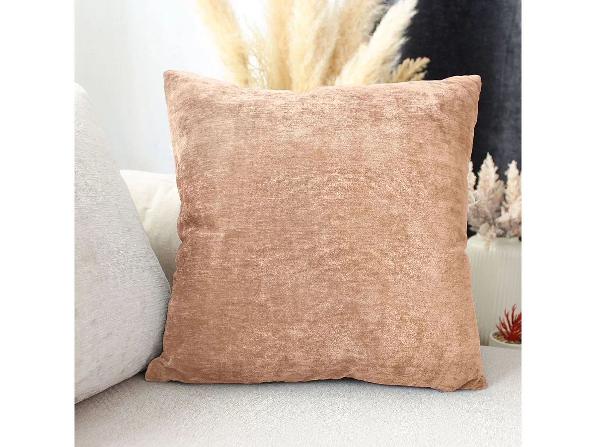 Coussin Déco en Velours "Velvet" 40x40cm Pêche