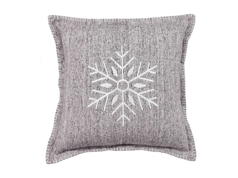 Coussin carré flocon de neige en coton brossé