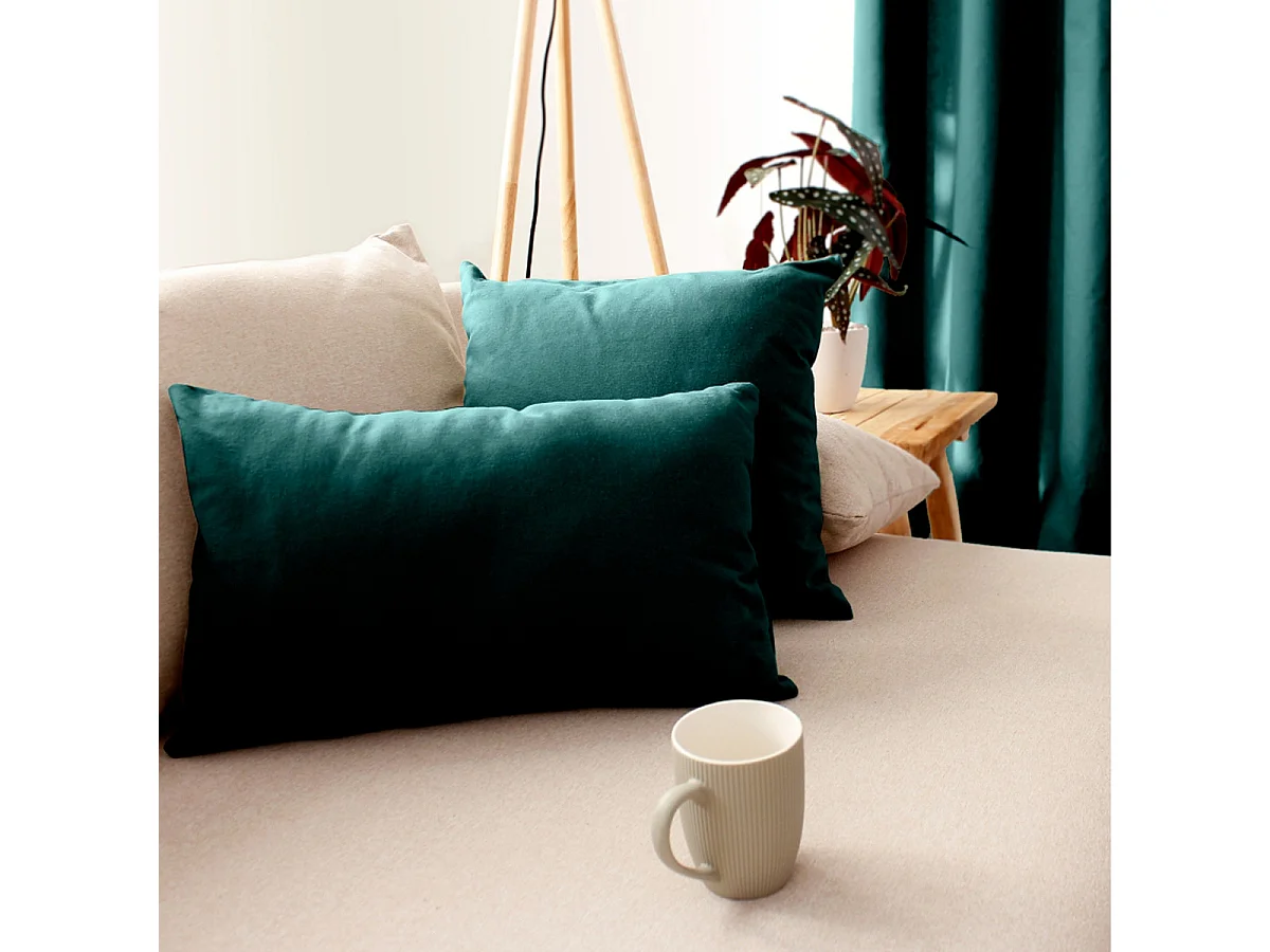 Coussin Déco Uni Déhoussable "Panama" 40x40cm Vert Foncé