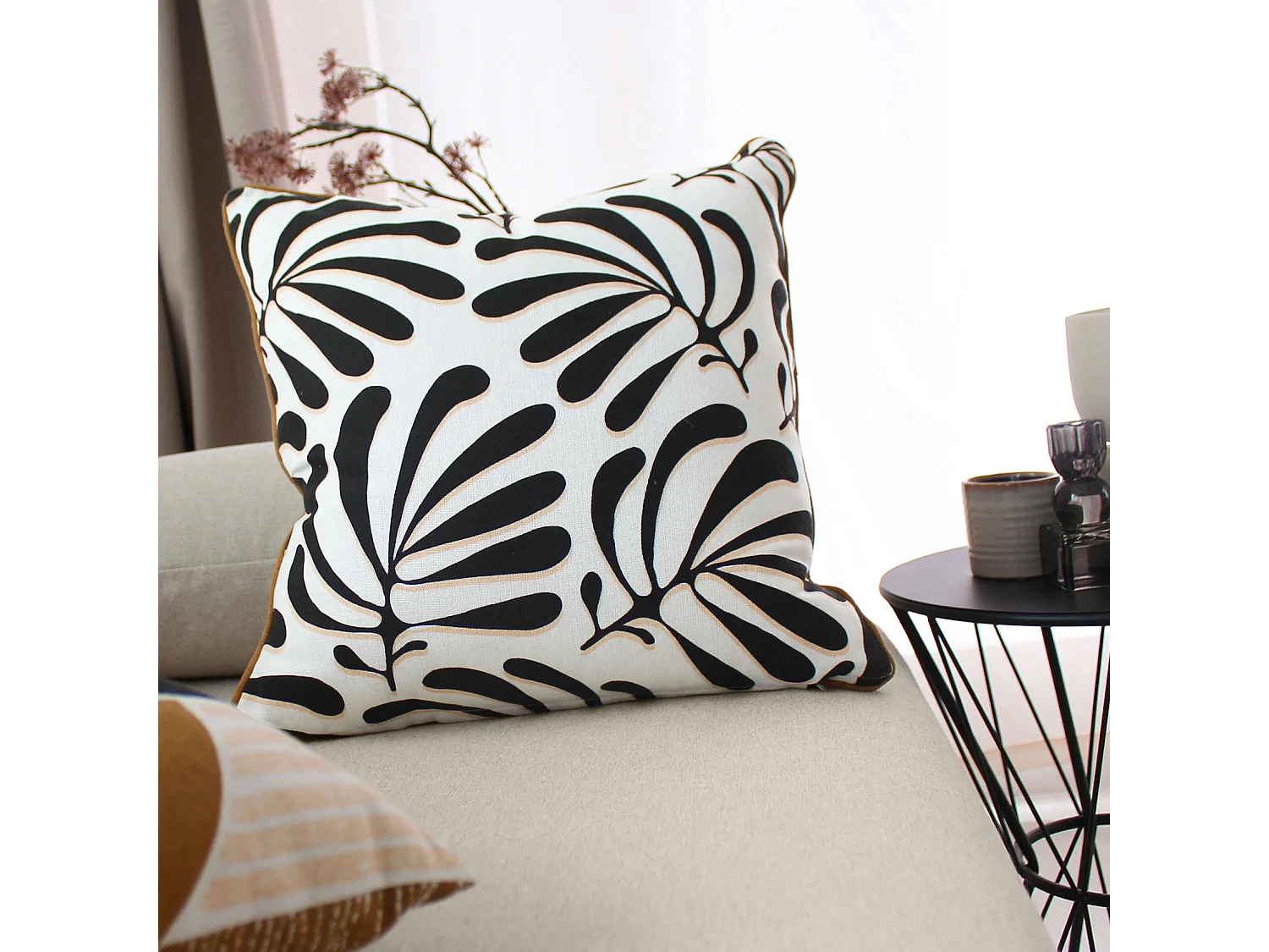 Coussin Déco Imprimé "Signature" 40x40cm Écru