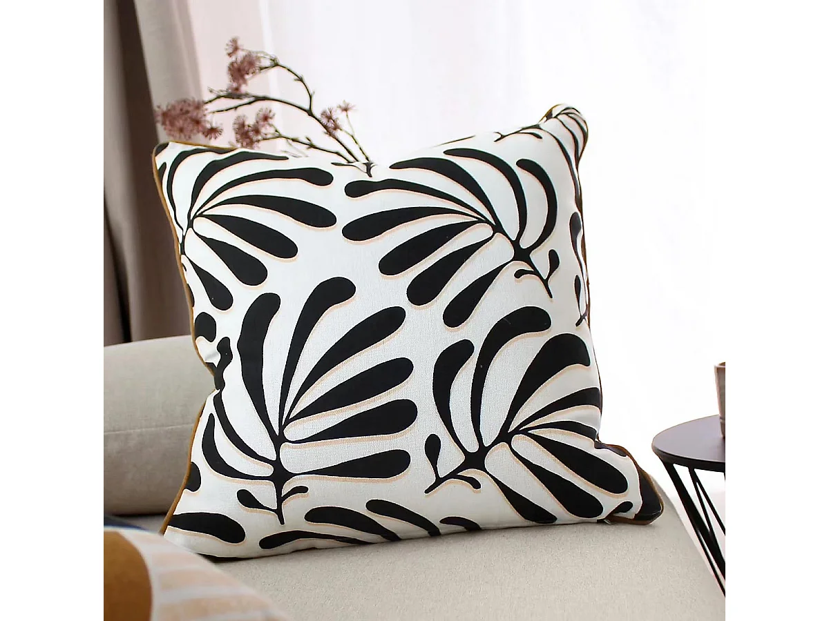 Coussin Déco Imprimé "Signature" 40x40cm Écru