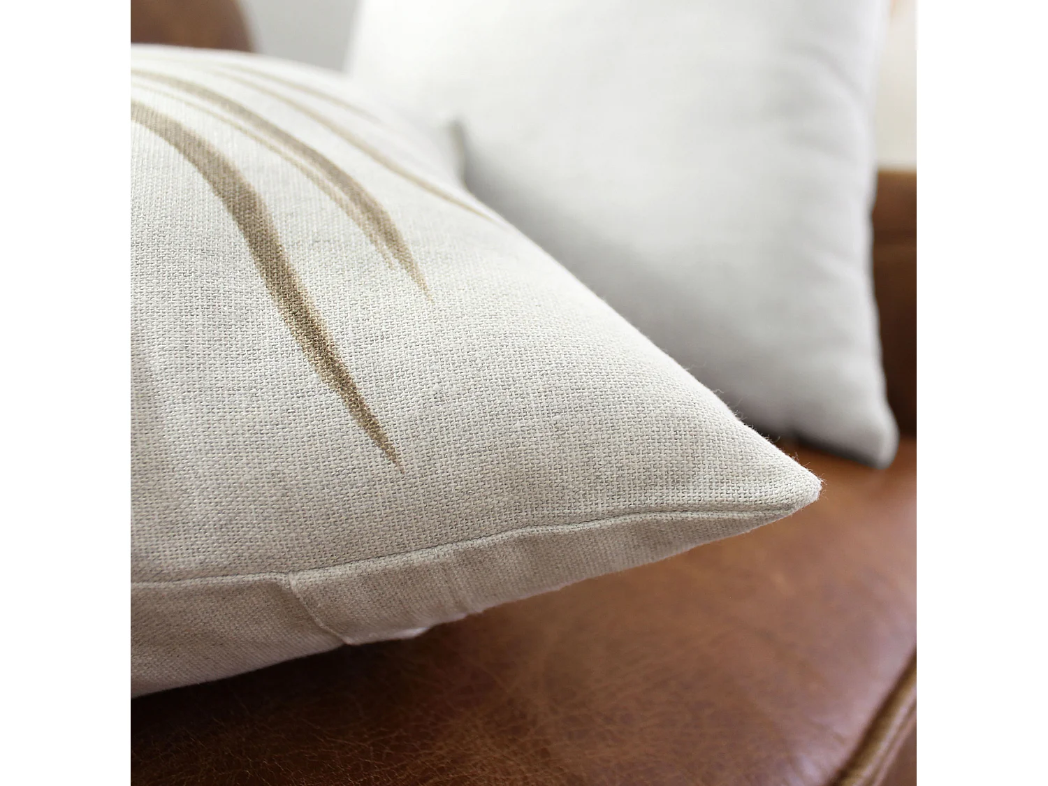 Coussin Déco à Motifs "Natura" 40x40cm Écru