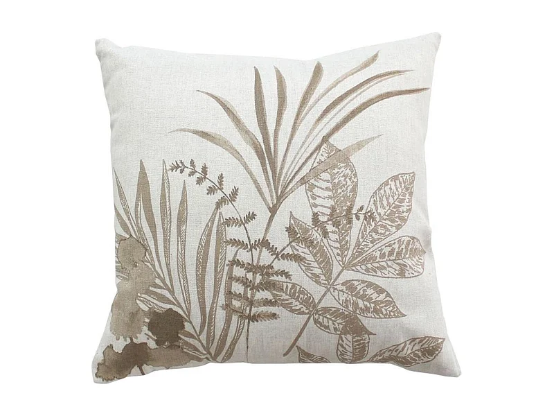 Coussin Déco à Motifs "Natura" 40x40cm Écru