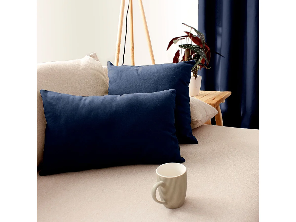 Coussin Déco Uni "Panama" 30x50cm Bleu Marine