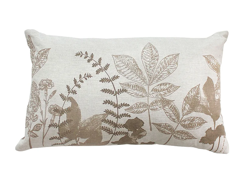 Coussin Déco à Motifs "Natura" 30x50cm Écru
