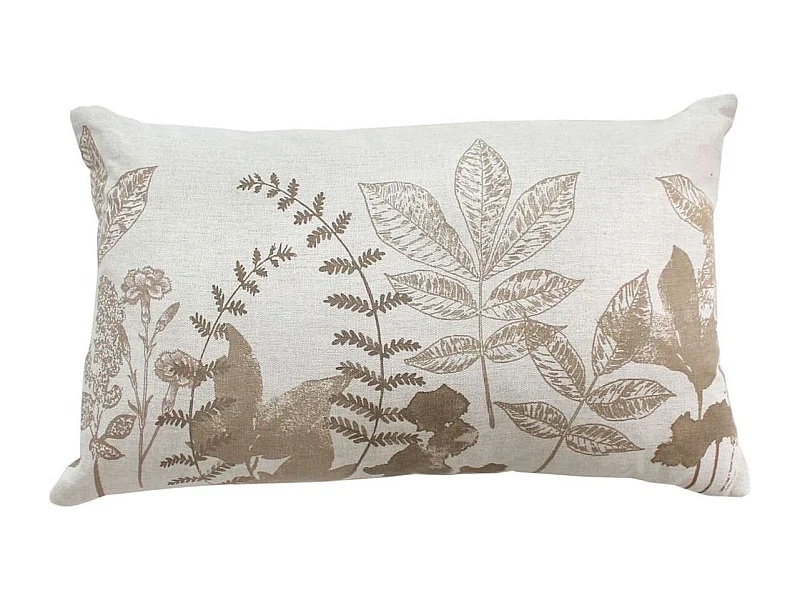 Coussin Déco à Motifs "Natura" 30x50cm Écru