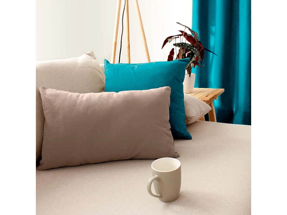 Coussin Déco Uni "Panama" 30x50cm Bleu Canard