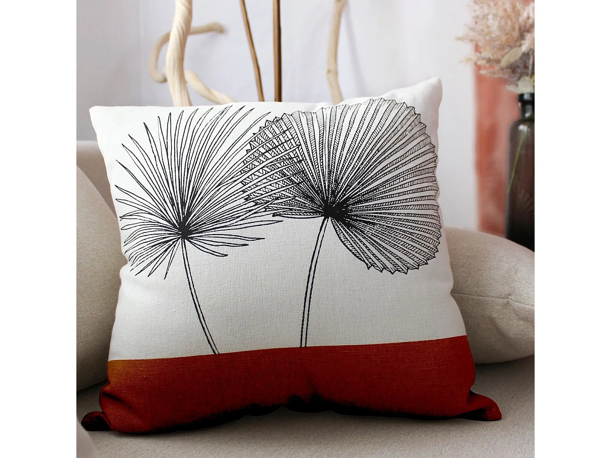 Cojín cuadrado hojas de palmera