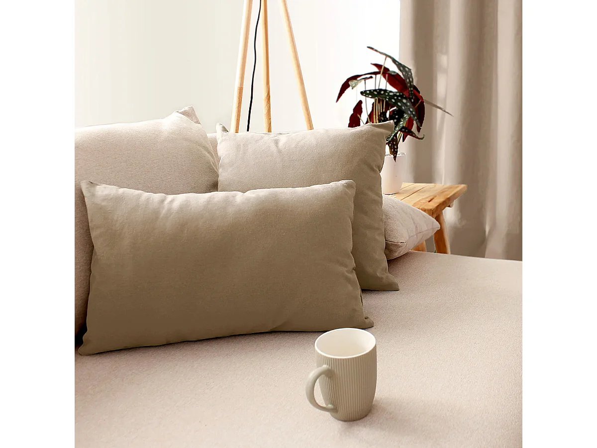 Coussin Déco Uni Déhoussable "Panama" 40x40cm Naturel
