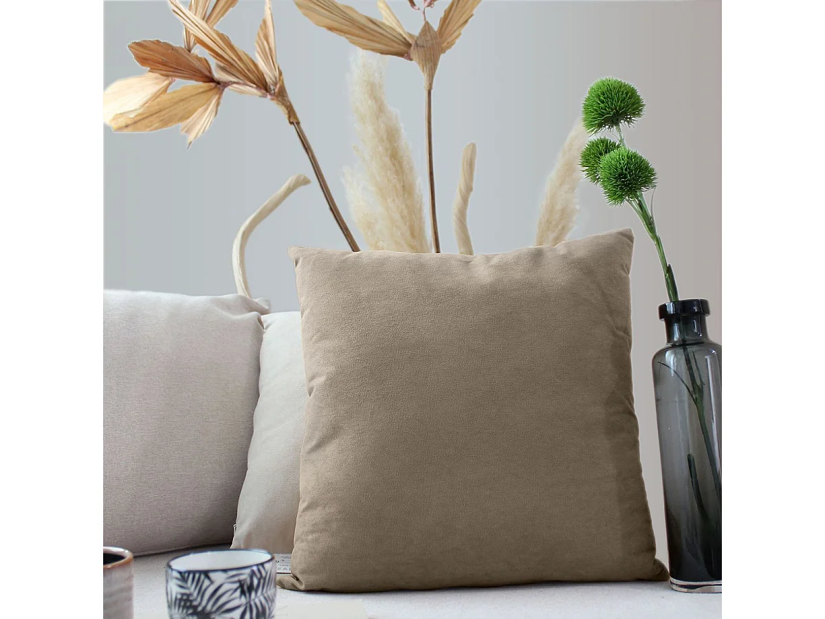 Coussin Déco en Velours "Câlin" 40x40cm Naturel