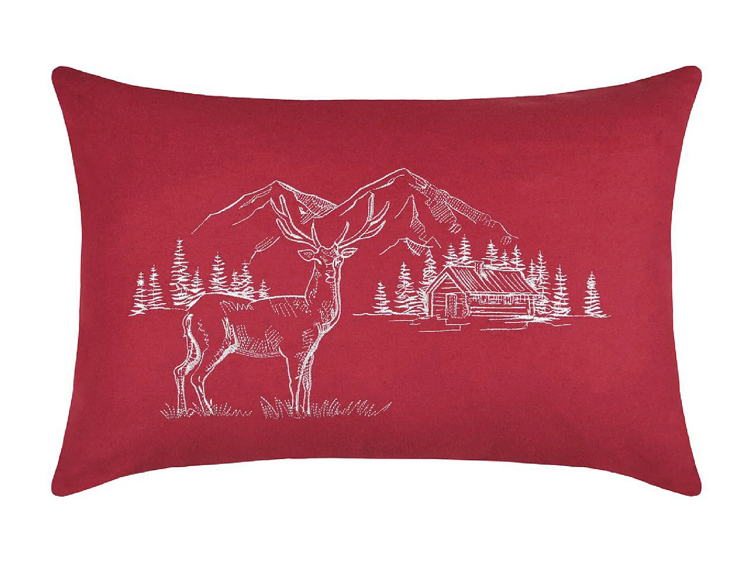 Coussin rectangulaire cerf esprit chalet brodé