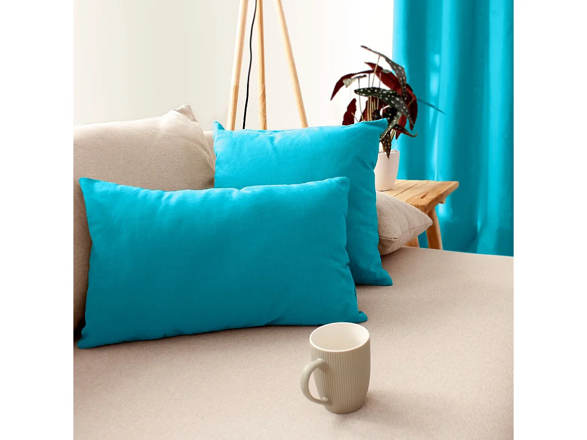 Coussin Déco Uni "Panama" 30x50cm Turquoise