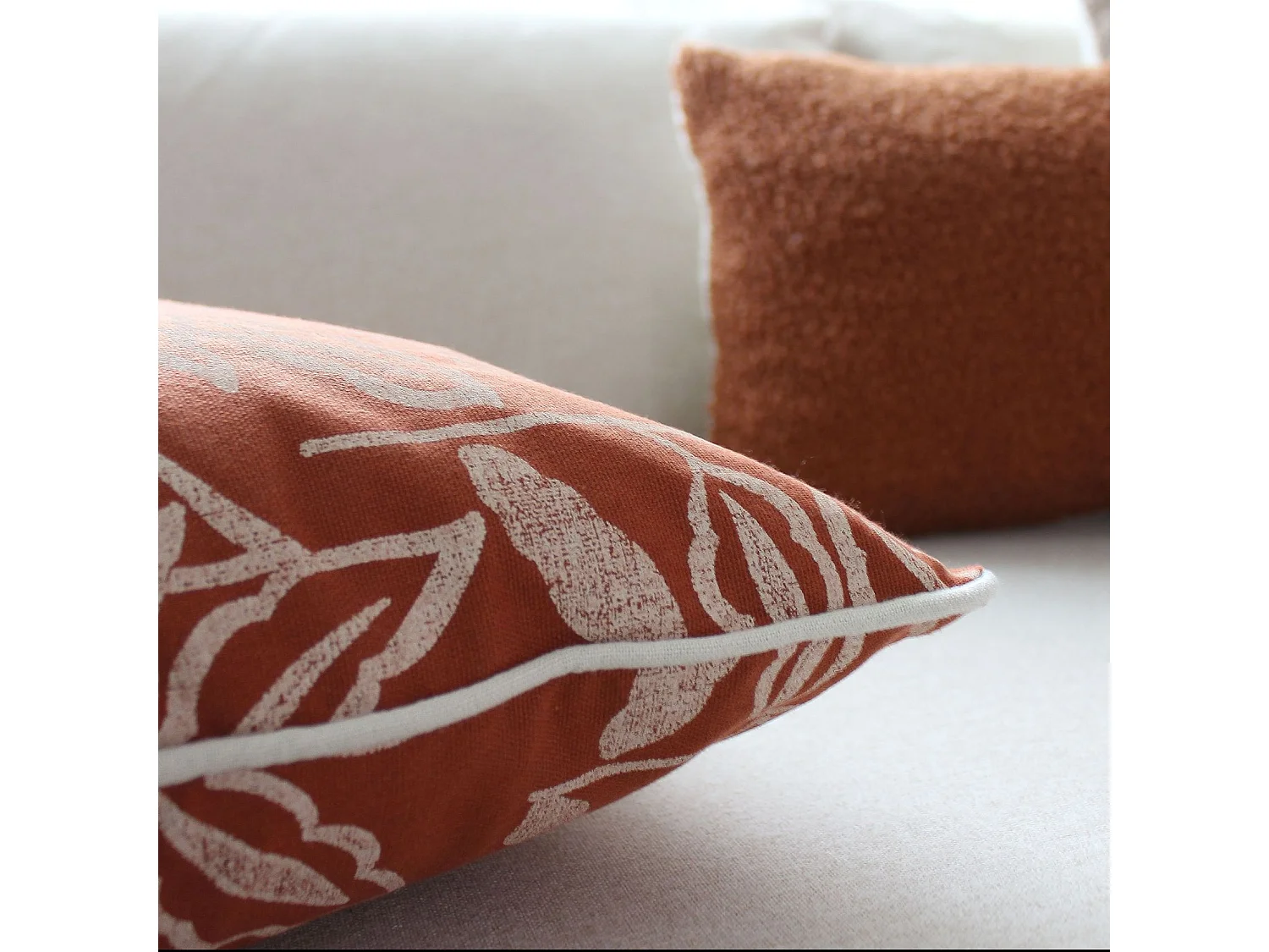 Coussin Déco à Motifs "Lodge" 40x40cm Terracotta