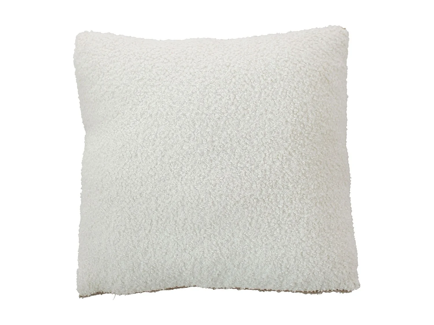 Coussin Déco Bouclé "Lodge" 40x40cm Écru & Taupe