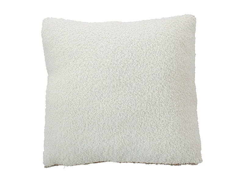 Coussin Déco Bouclé "Lodge" 40x40cm Écru & Taupe