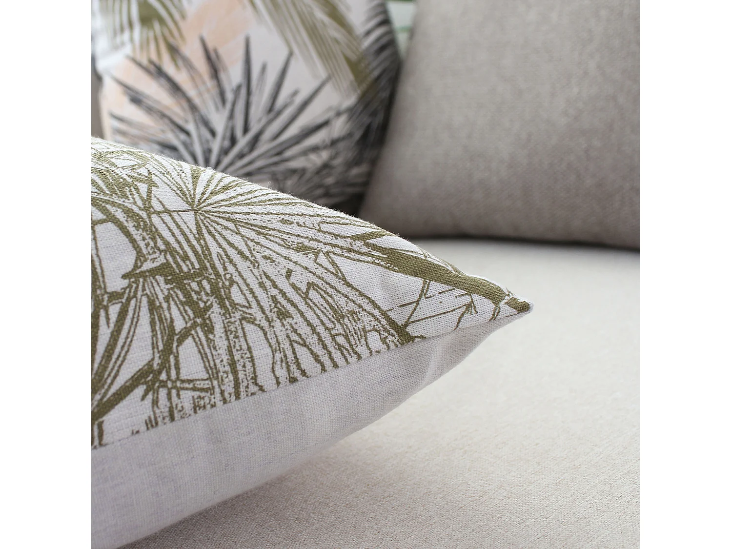 Coussin Déco Imprimé "Palmeira" 40x40cm Naturel