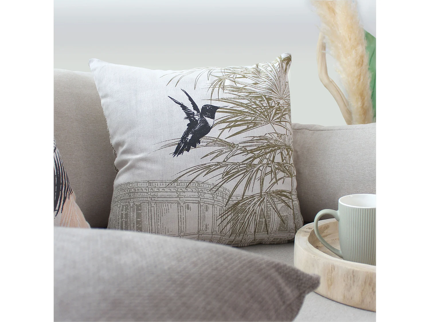 Coussin Déco Imprimé "Palmeira" 40x40cm Naturel