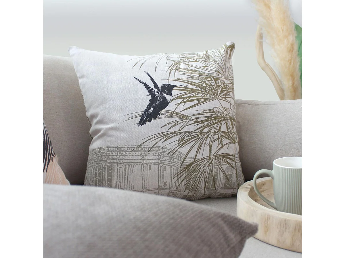 Coussin Déco Imprimé "Palmeira" 40x40cm Naturel