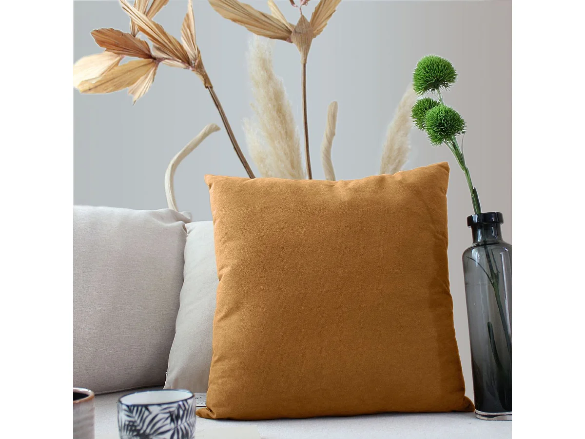 Coussin Déco en Velours "Câlin" 40x40cm Café