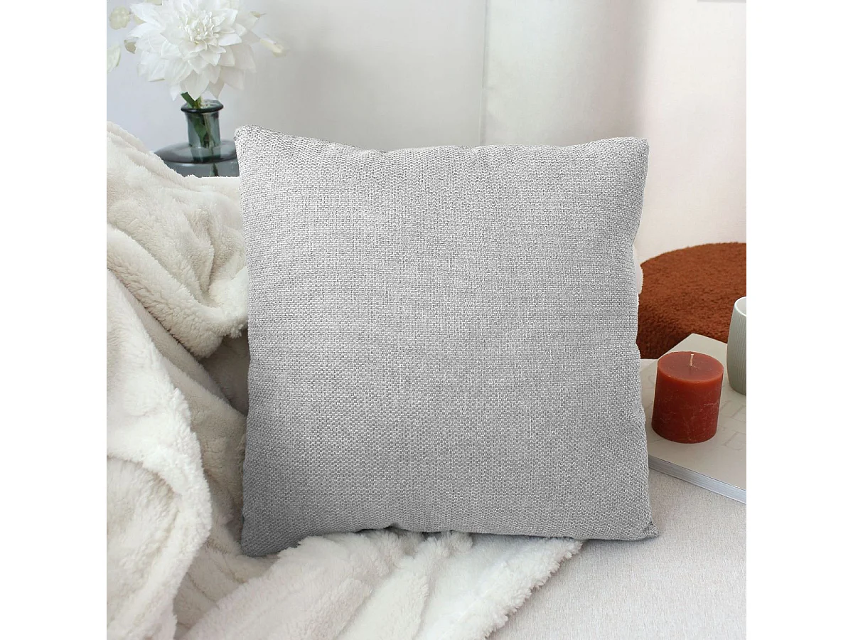 Coussin Déco en Velours "Lagarta" 40x40cm Gris Clair
