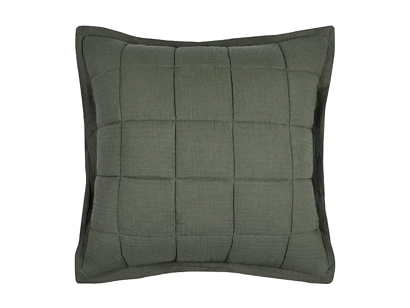 Coussin carré uni en gaze de coton surpiquée