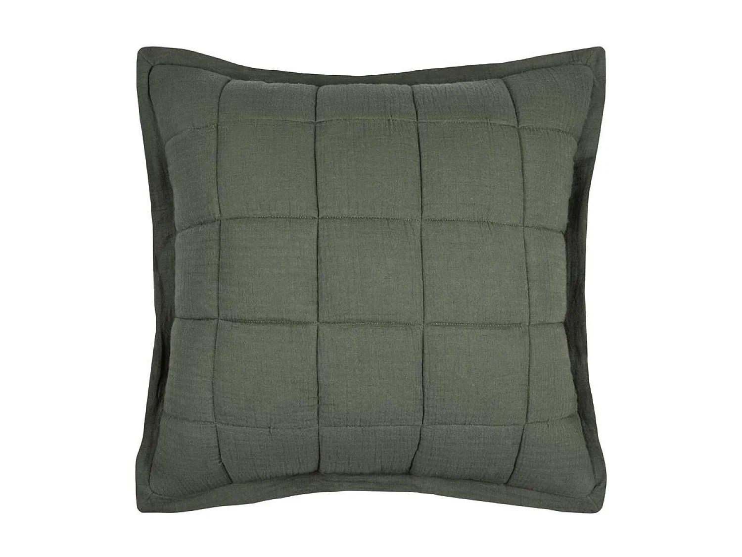 Coussin carré uni en gaze de coton surpiquée