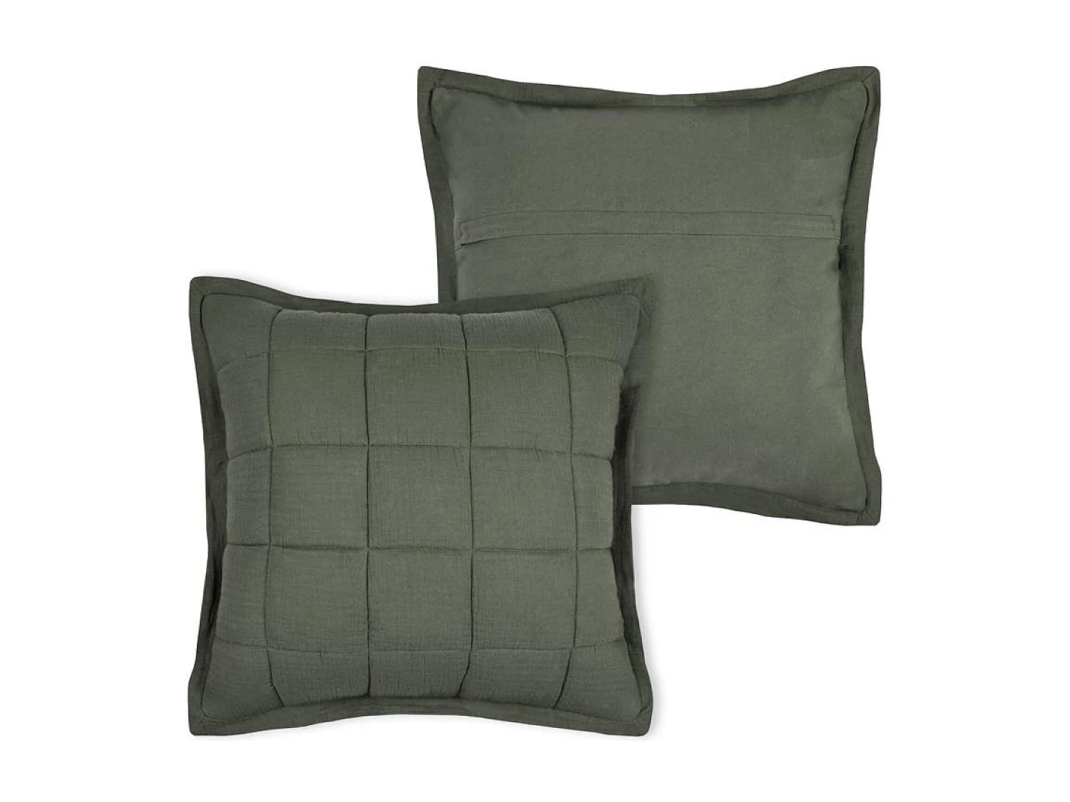 Coussin carré uni en gaze de coton surpiquée