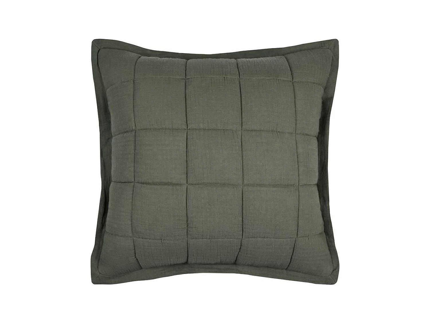 Coussin carré uni en gaze de coton surpiquée