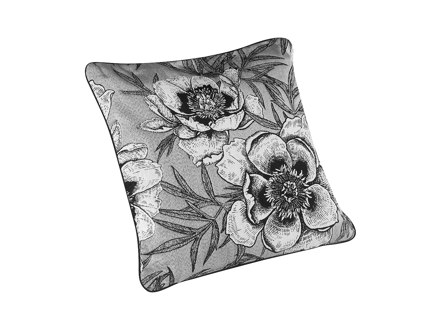 Coussin passepoilé aux impressions florales