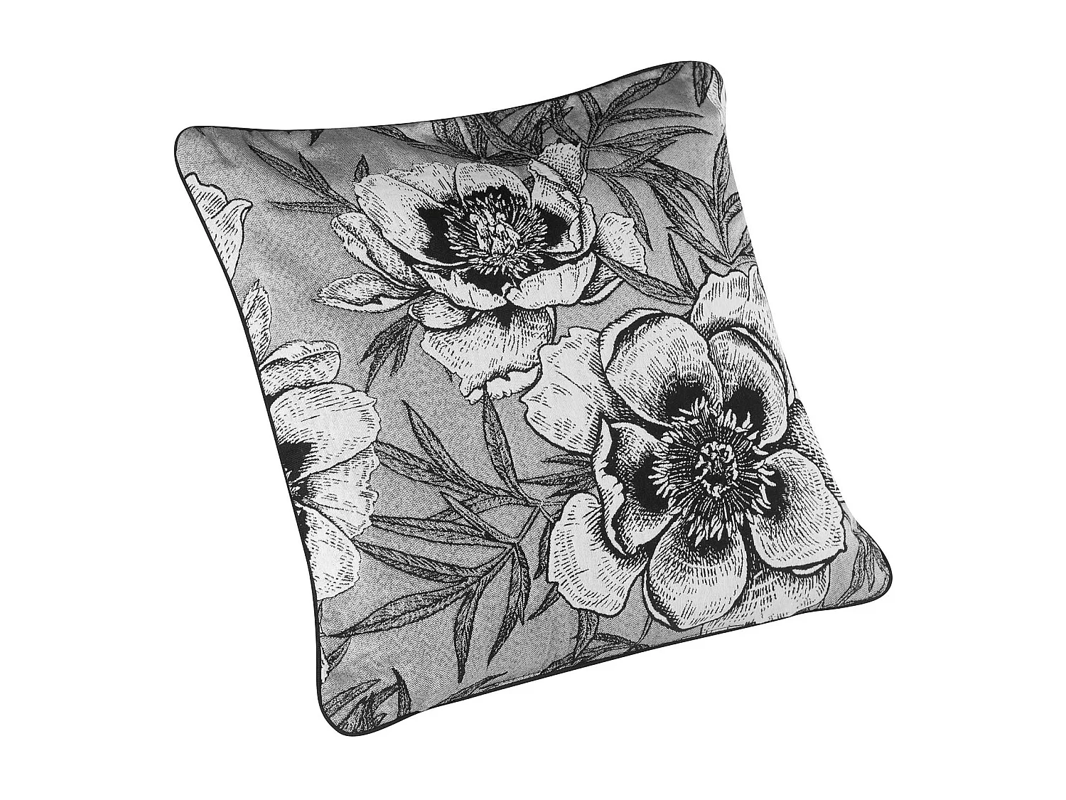 Coussin passepoilé aux impressions florales