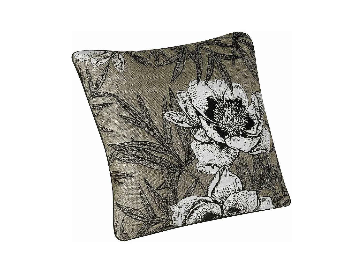 Coussin passepoilé aux impressions florales