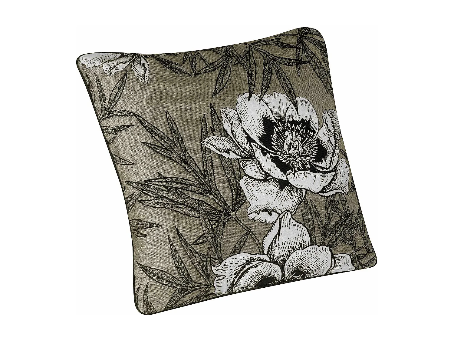 Coussin passepoilé aux impressions florales