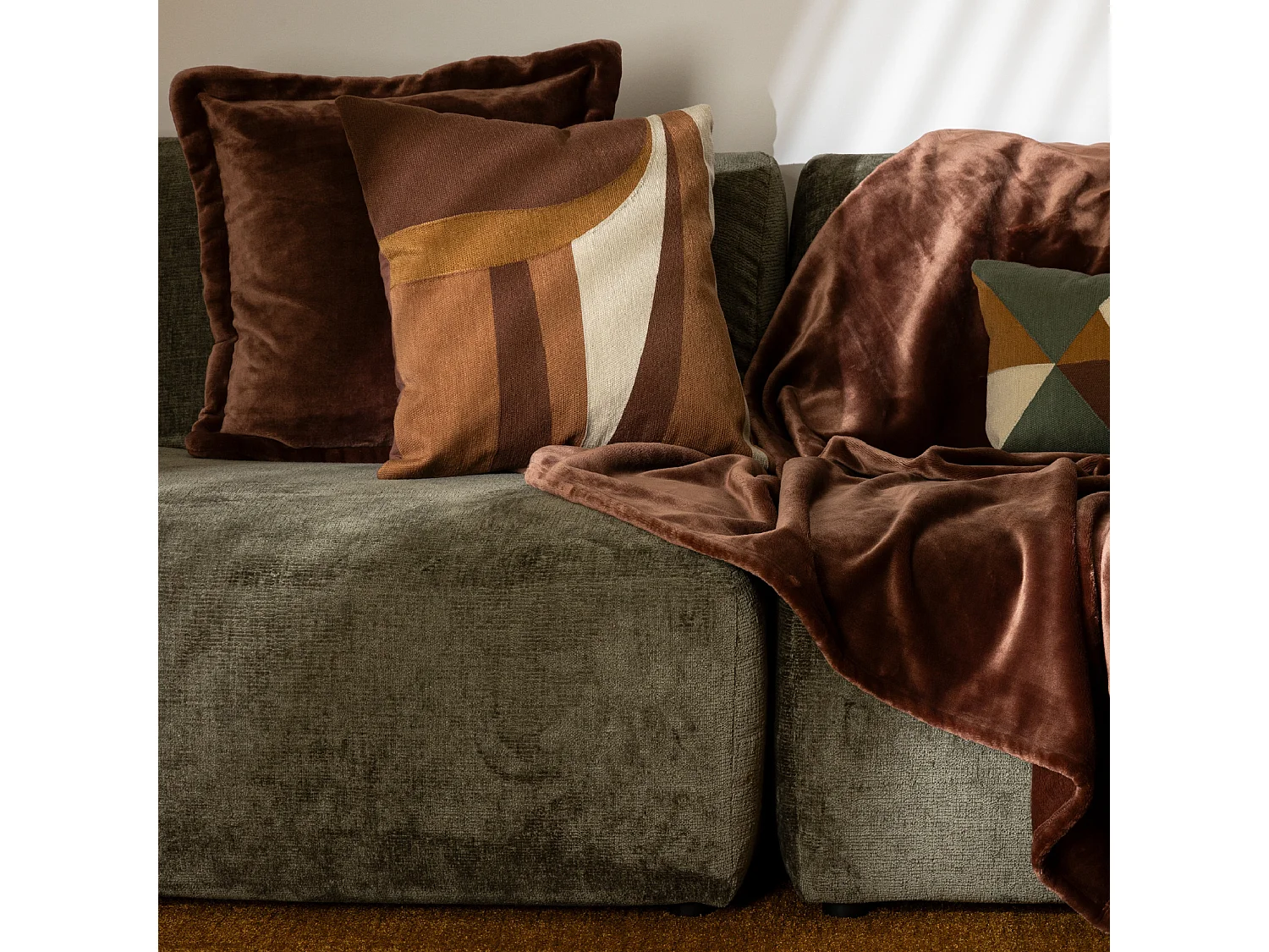 Coussin Déco Imprimé "Hary" 45x45cm Marron