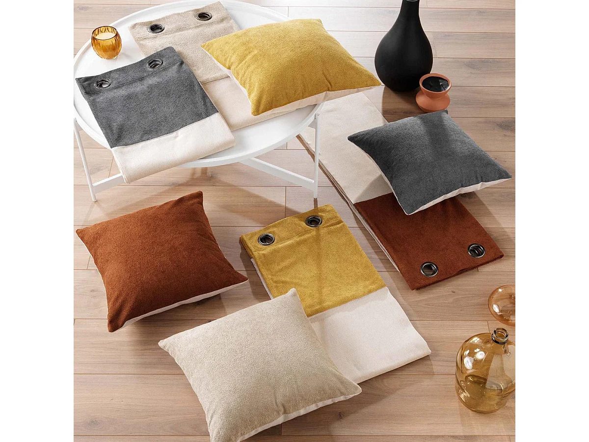 Coussin Déco Bouclette "Tessa" 45x45cm Camel