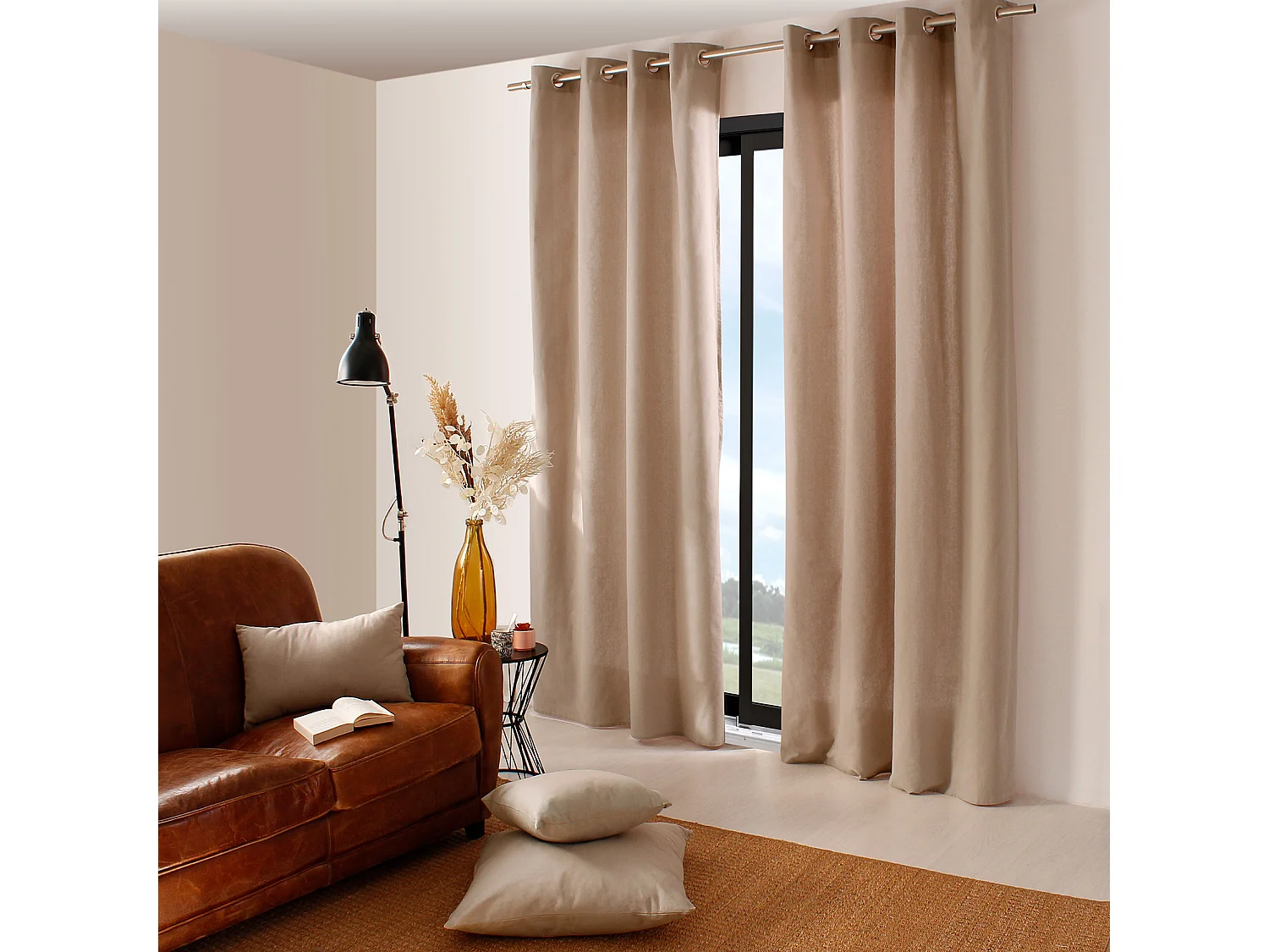 Coussin Déco Uni Déhoussable "Panama" 60x60cm Naturel