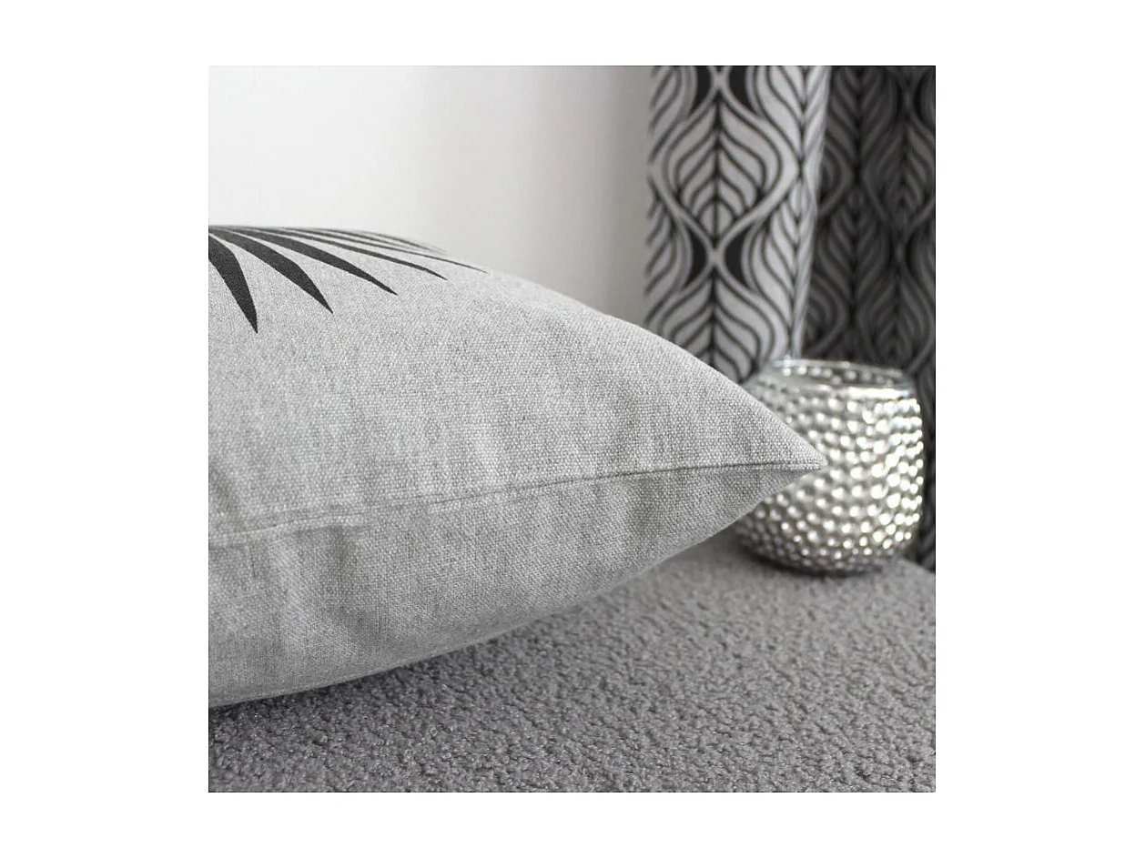 Coussin Déco Imprimé "Baya" 40x40cm Gris Clair