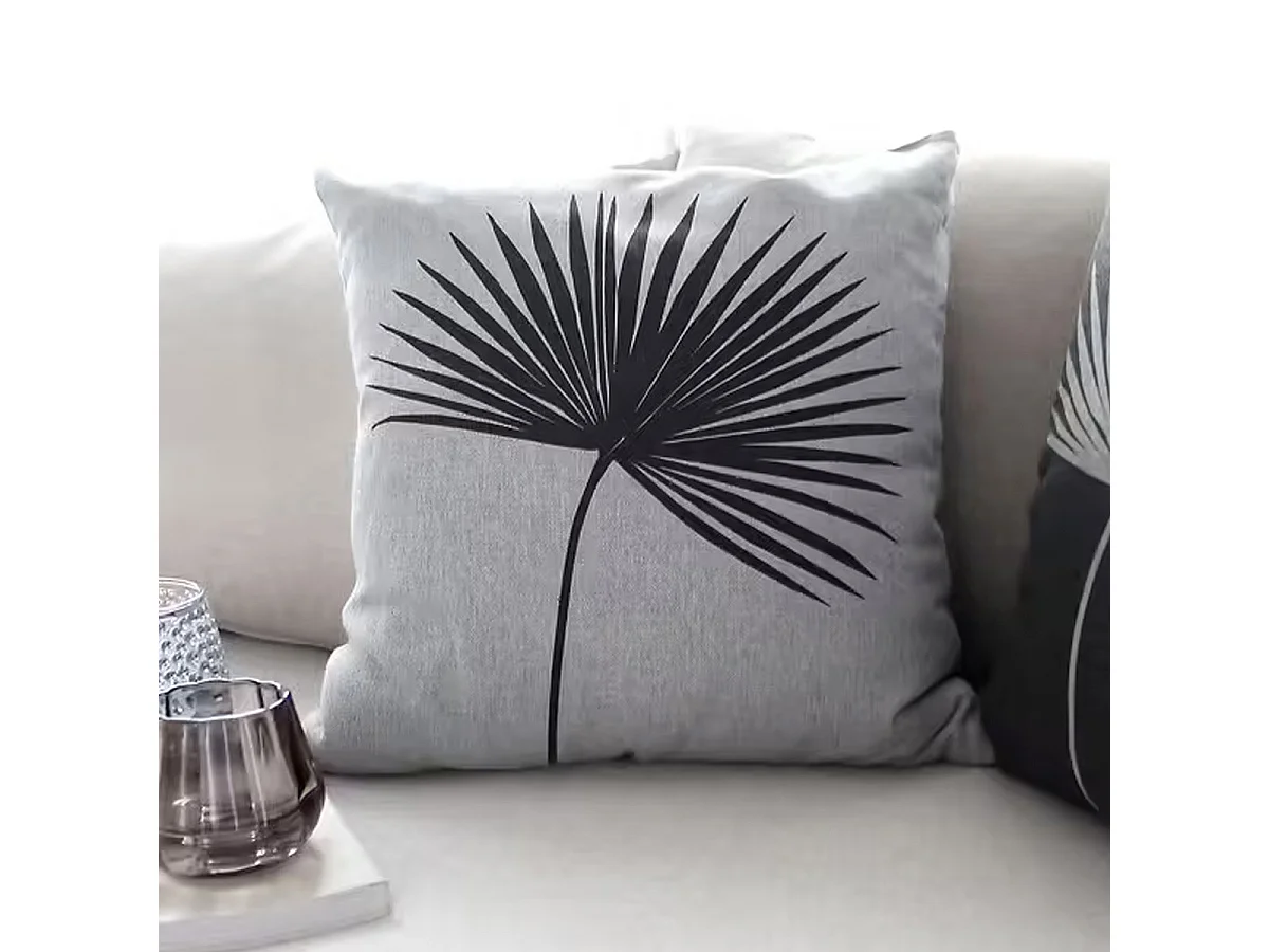 Coussin Déco Imprimé "Baya" 40x40cm Gris Clair