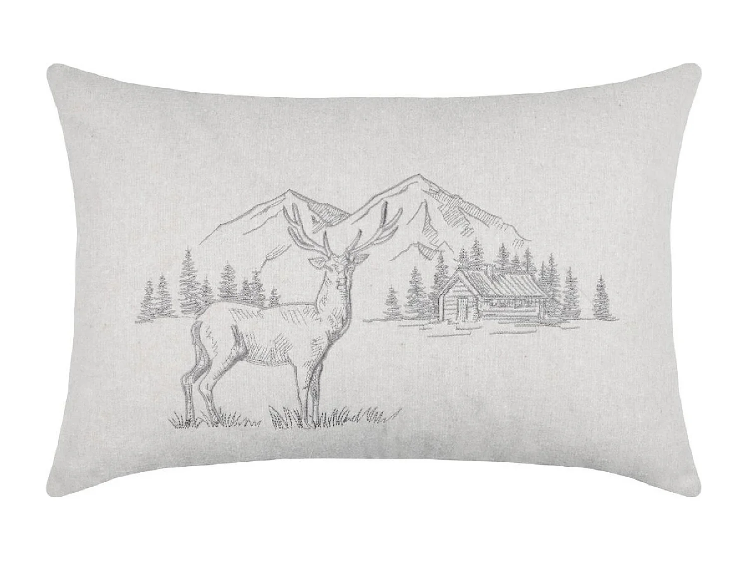 Coussin rectangulaire cerf esprit chalet brodé