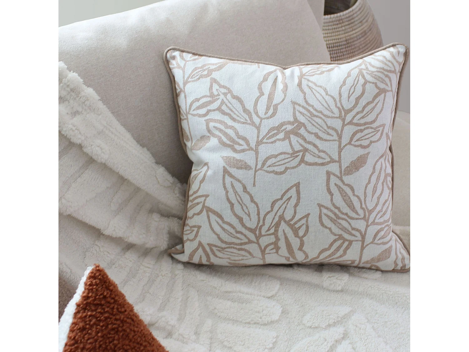 Coussin Déco à Motifs "Lodge" 40x40cm Écru