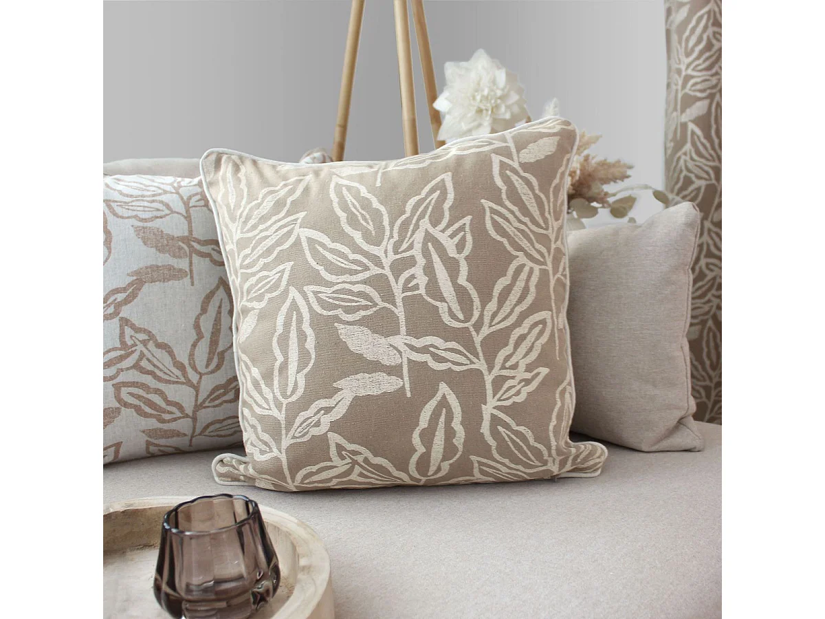 Coussin Déco à Motifs "Lodge" 40x40cm Naturel