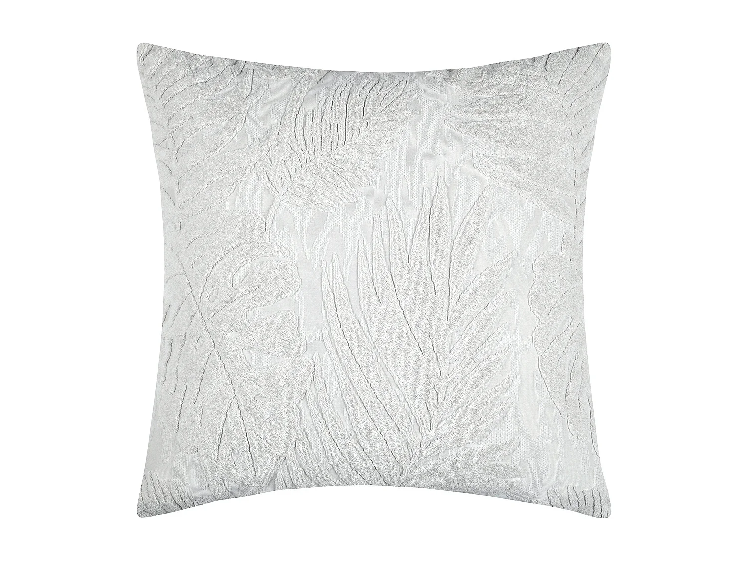 Coussin carré effet velours avec motif en relief tropical