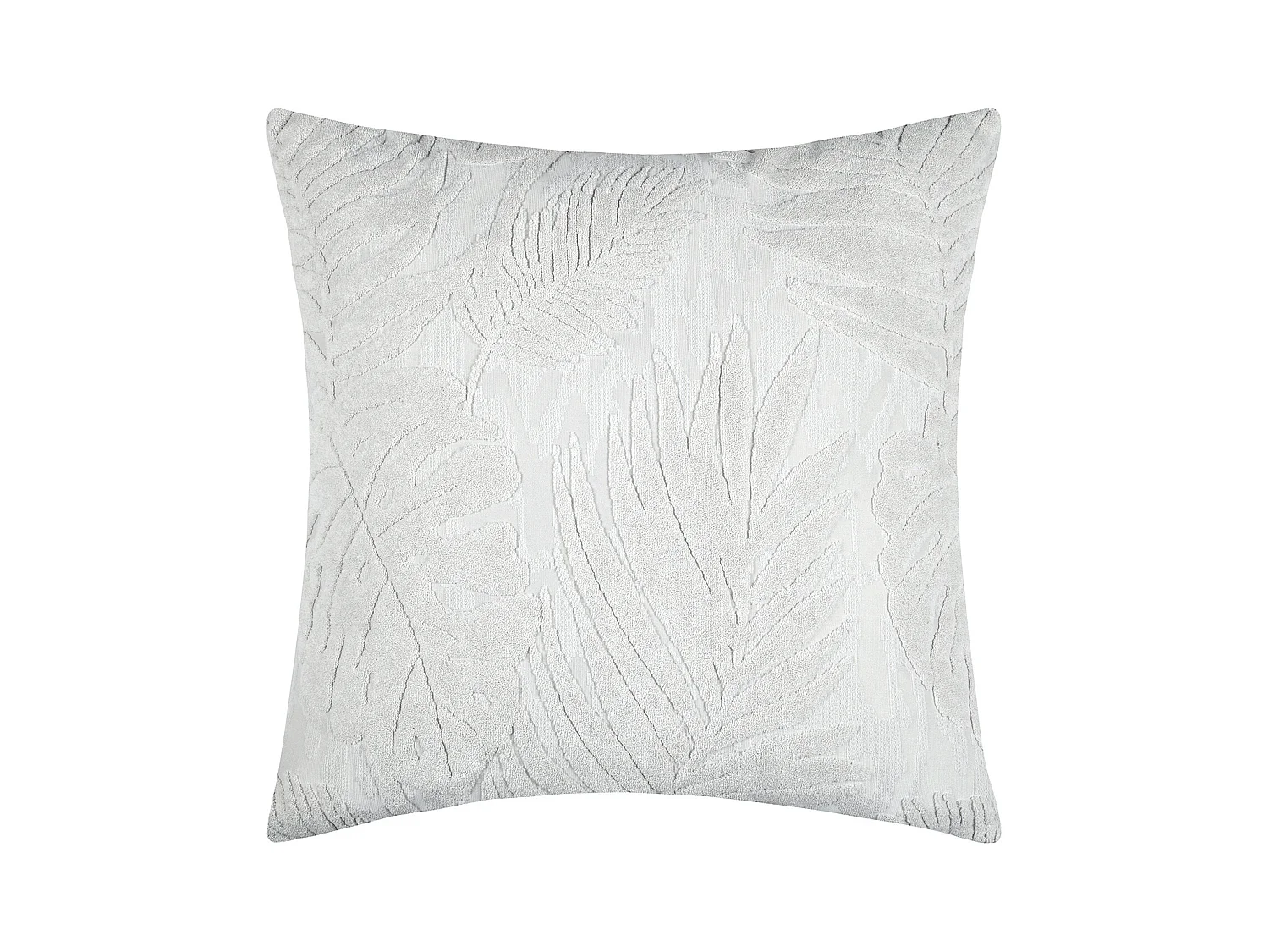 Coussin carré effet velours avec motif en relief tropical