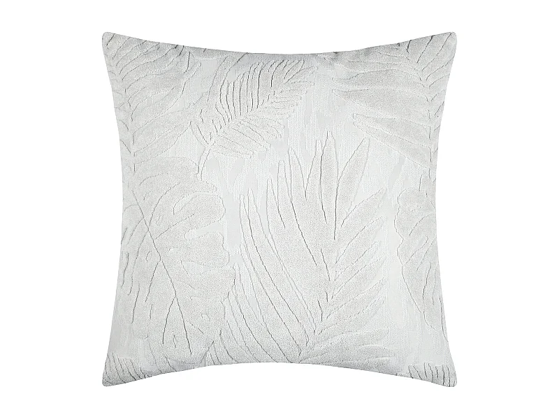 Cojín cuadrado efecto terciopelo con diseño tropical en relieve