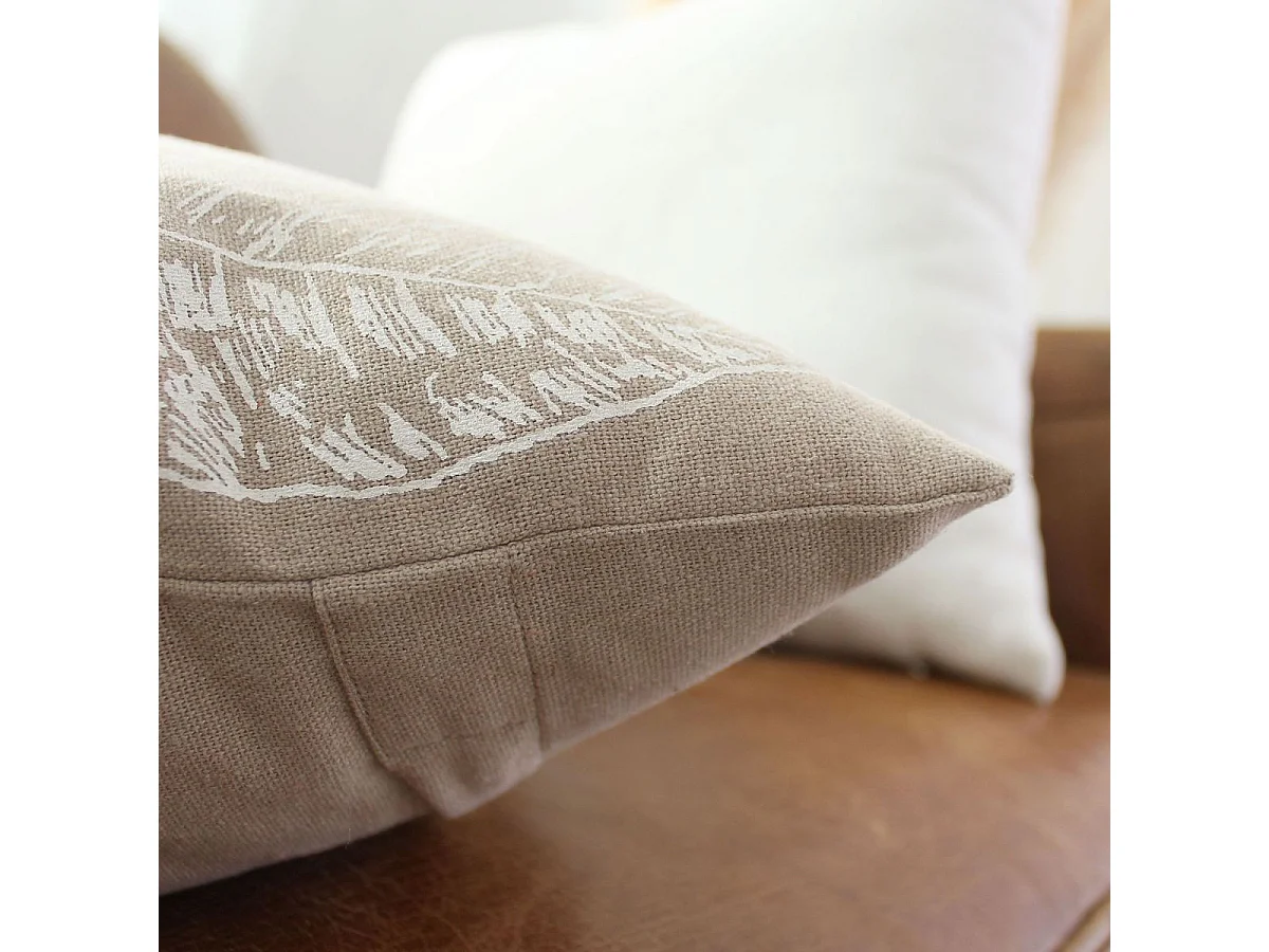 Coussin Déco à Motifs "Natura" 40x40cm Naturel & Écru